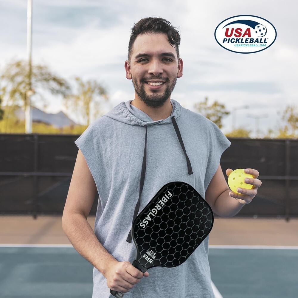 Pickleball Paddles Set of 2 with 4 Balls - USAPA Approved Fiberglass Surface, - Picture 7 of 7